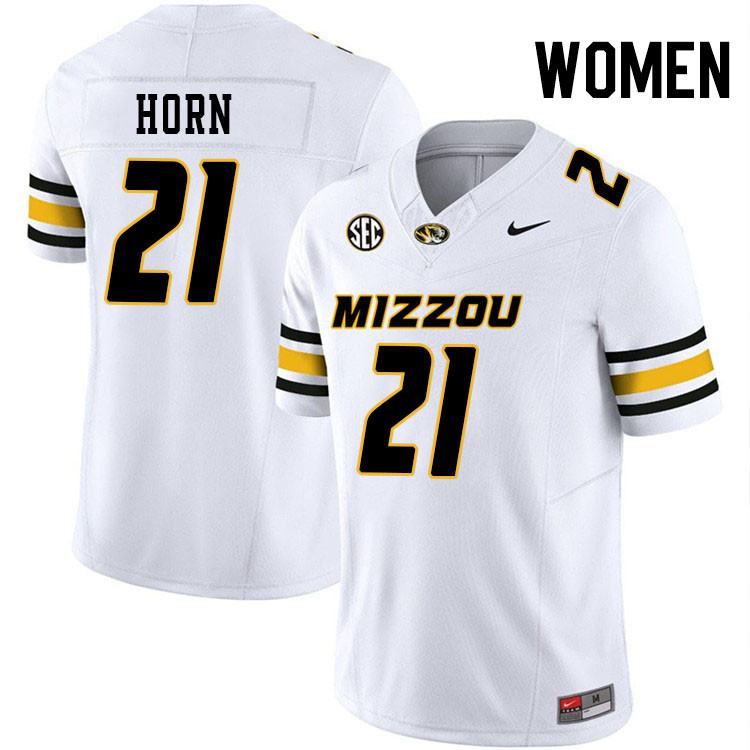 Women #21 Sam Horn Missouri Tigers College Football Jerseys Stitched-White